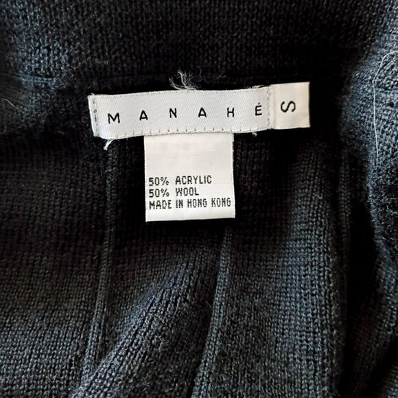 MANAHE Black Pleated Knit Midi Skirt | Classic Minimalist Chic Style Size S - Picture 5 of 6